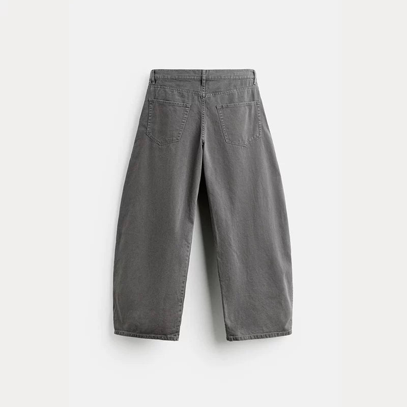 Balloon-Fit Washed Jeans