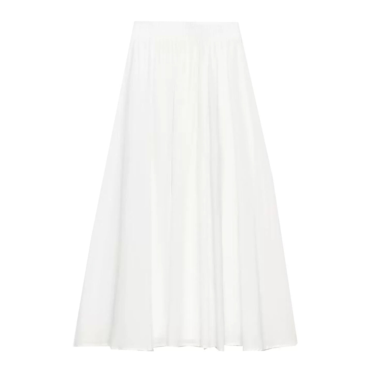 Tiered Elastic-Waist Midi Skirt