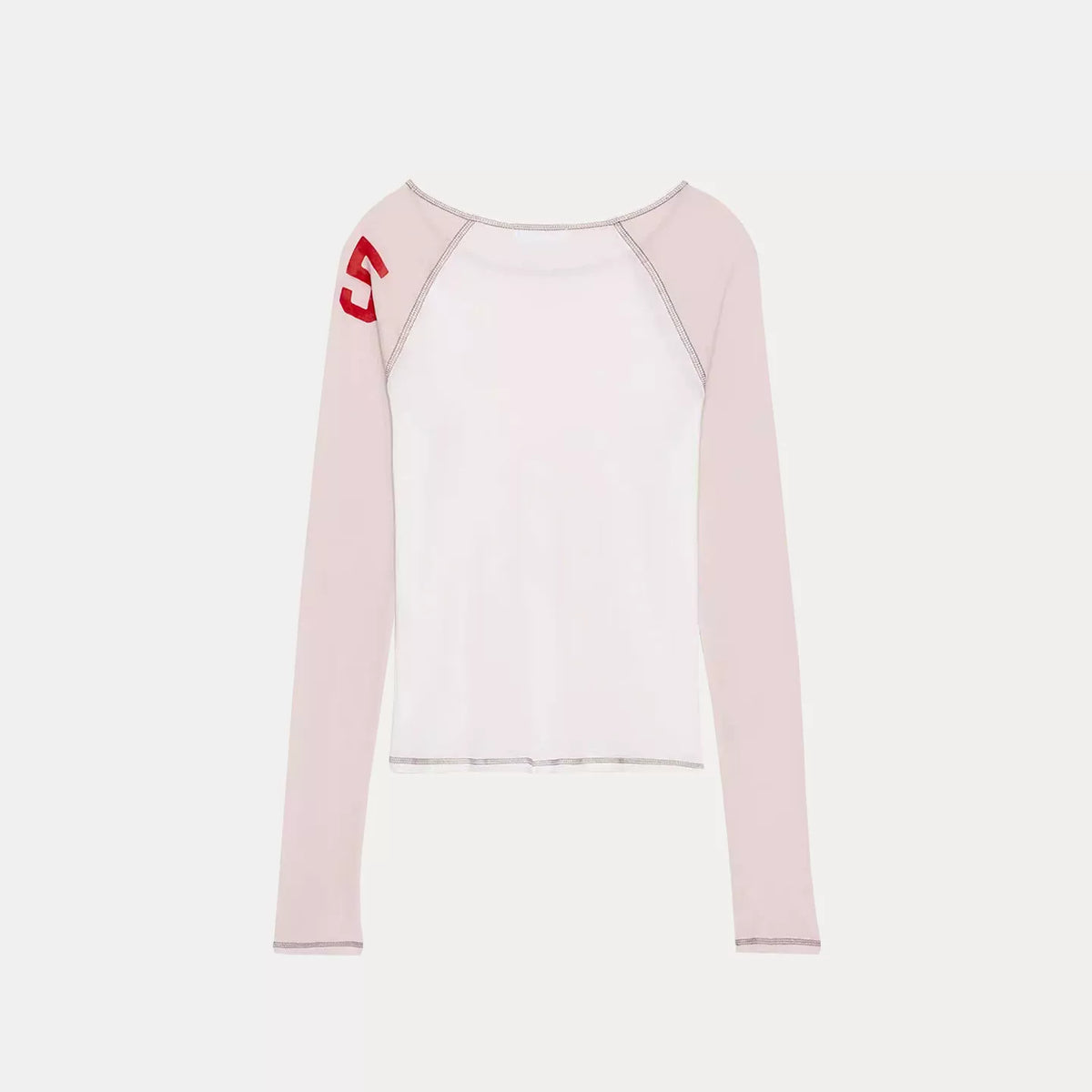Number Print Sheer Long-Sleeve T-Shirt