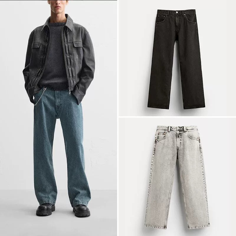 Washed Straight-Leg Jeans