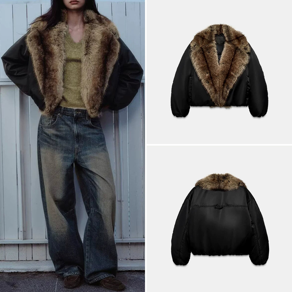 Fur-Trim Collar Jacket