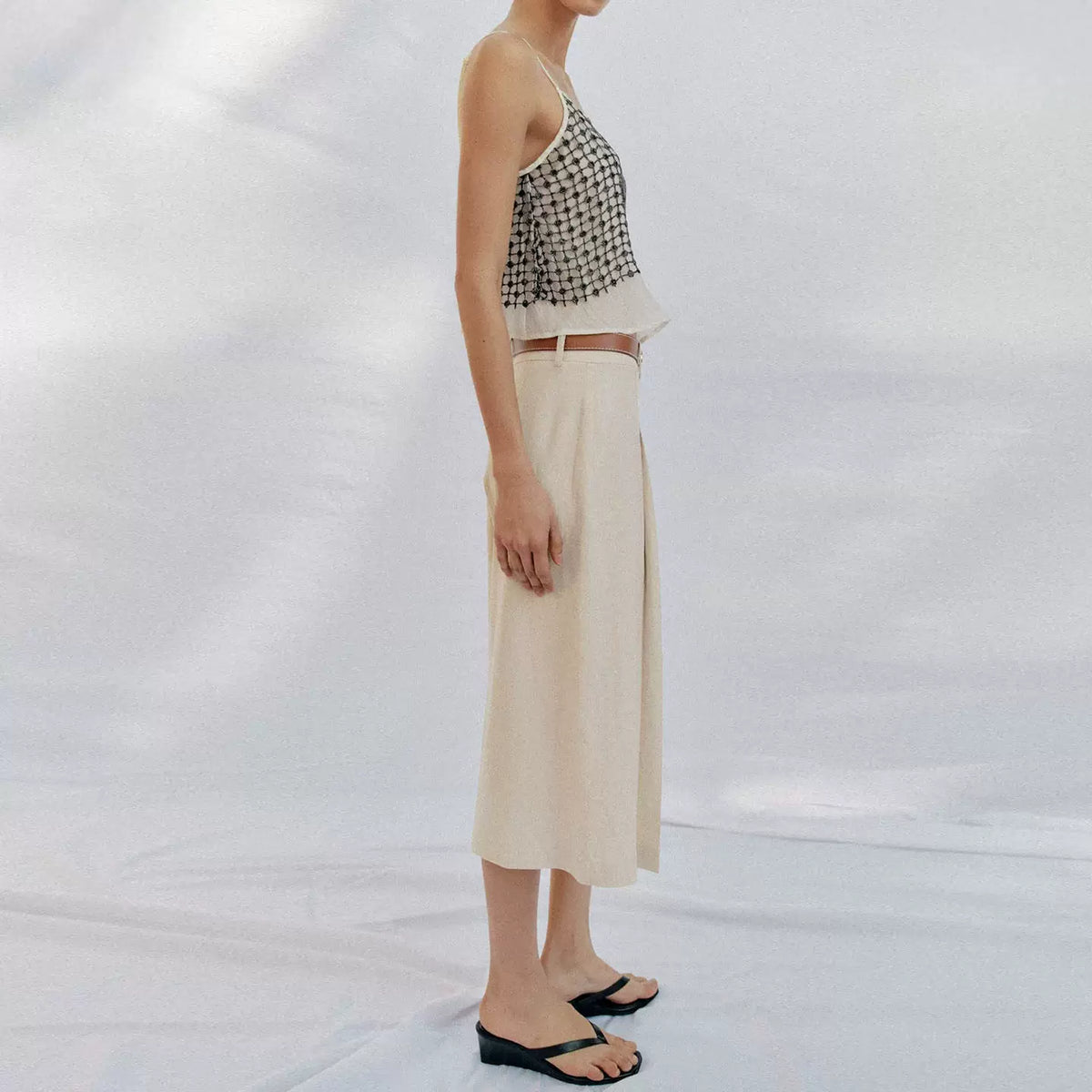 Belted High-Waist Long Shorts