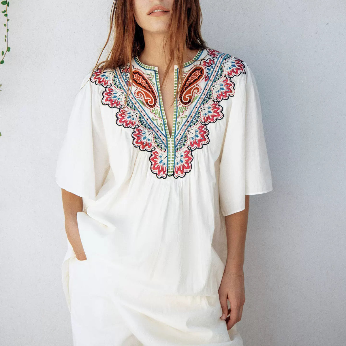 Embroidered Midi Dress