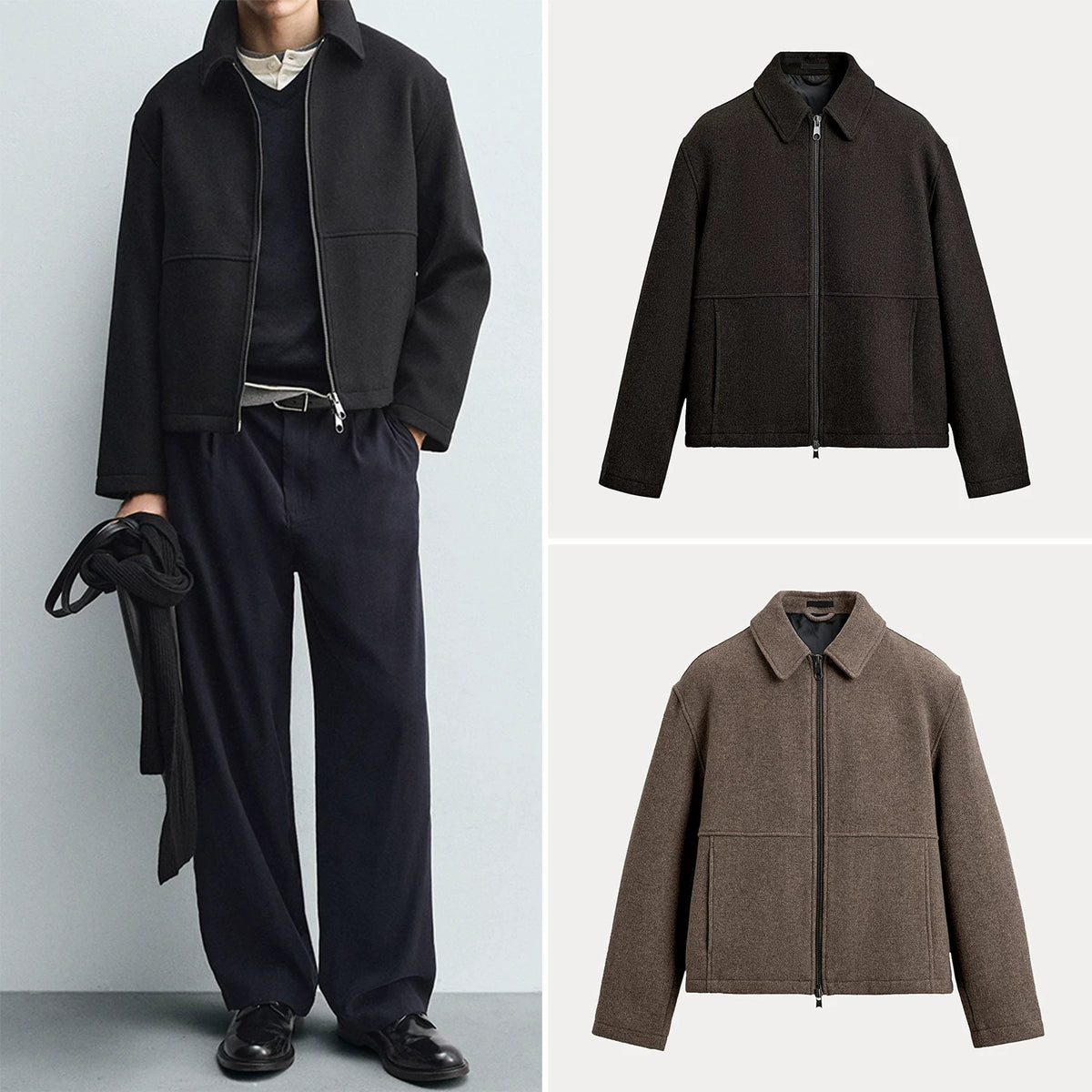 Textured Zip Collar Jacket