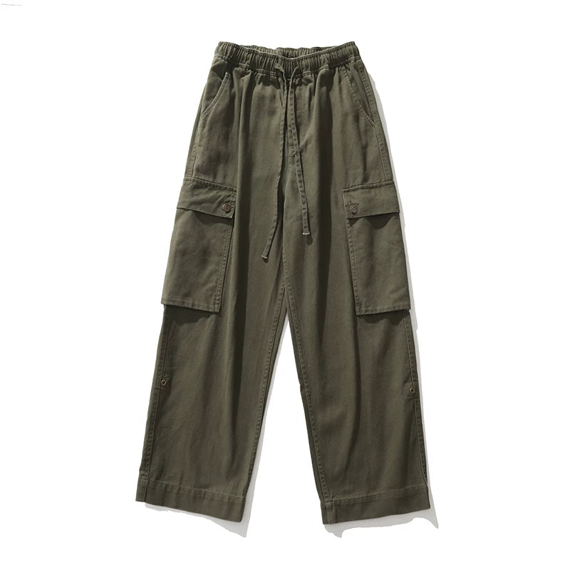 Washed Khaki Cargo Trousers