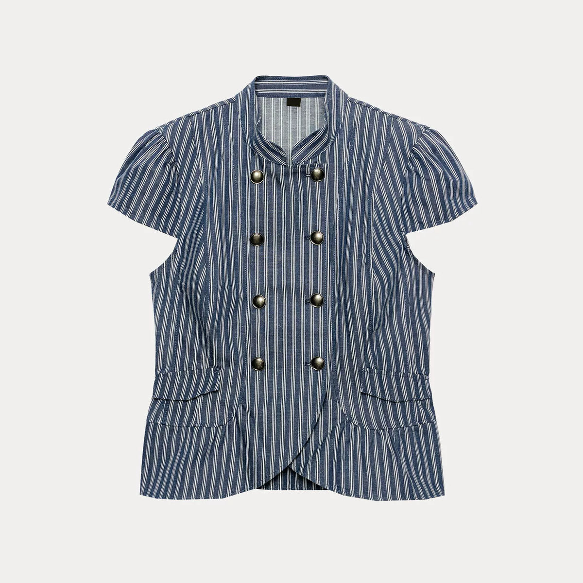 Striped Button Top and Mini Shorts Set