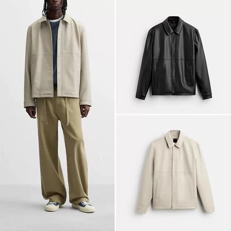 Faux Leather Slim Zip Jacket