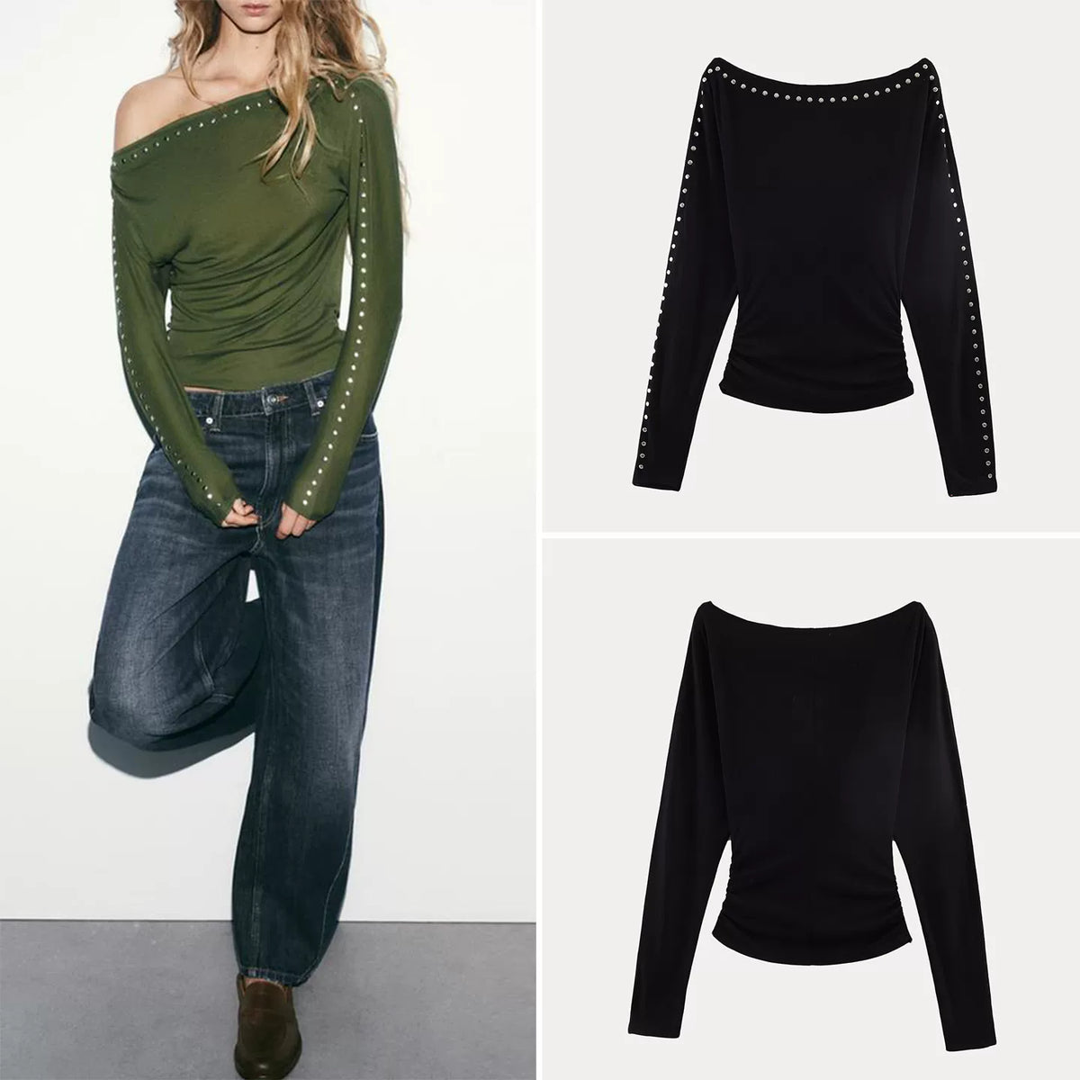 Studded Long-Sleeve T-Shirt