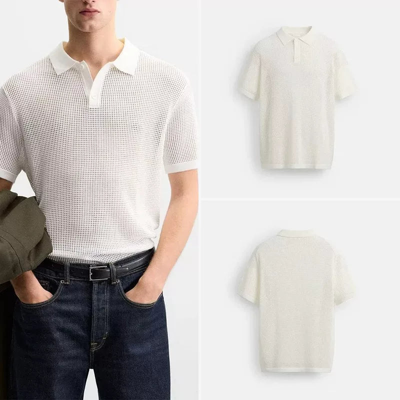 Open-Knit Polo Shirt