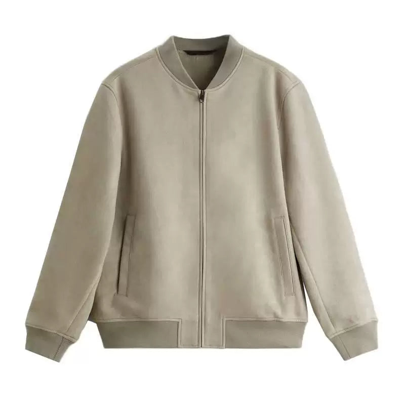 Suede-Effect Bomber Jacket
