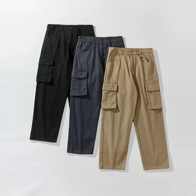 Heavy Twill Wide-Leg Cargo Trousers
