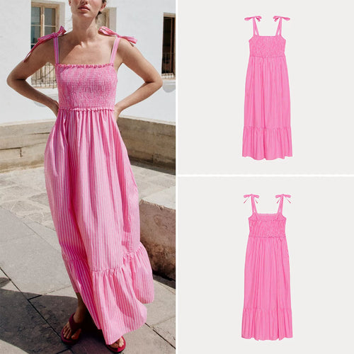 Bow Striped Strap Dress