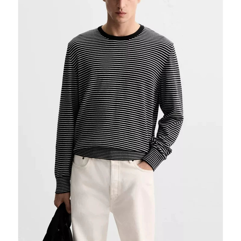 Striped Jacquard Crew-Neck Knit
