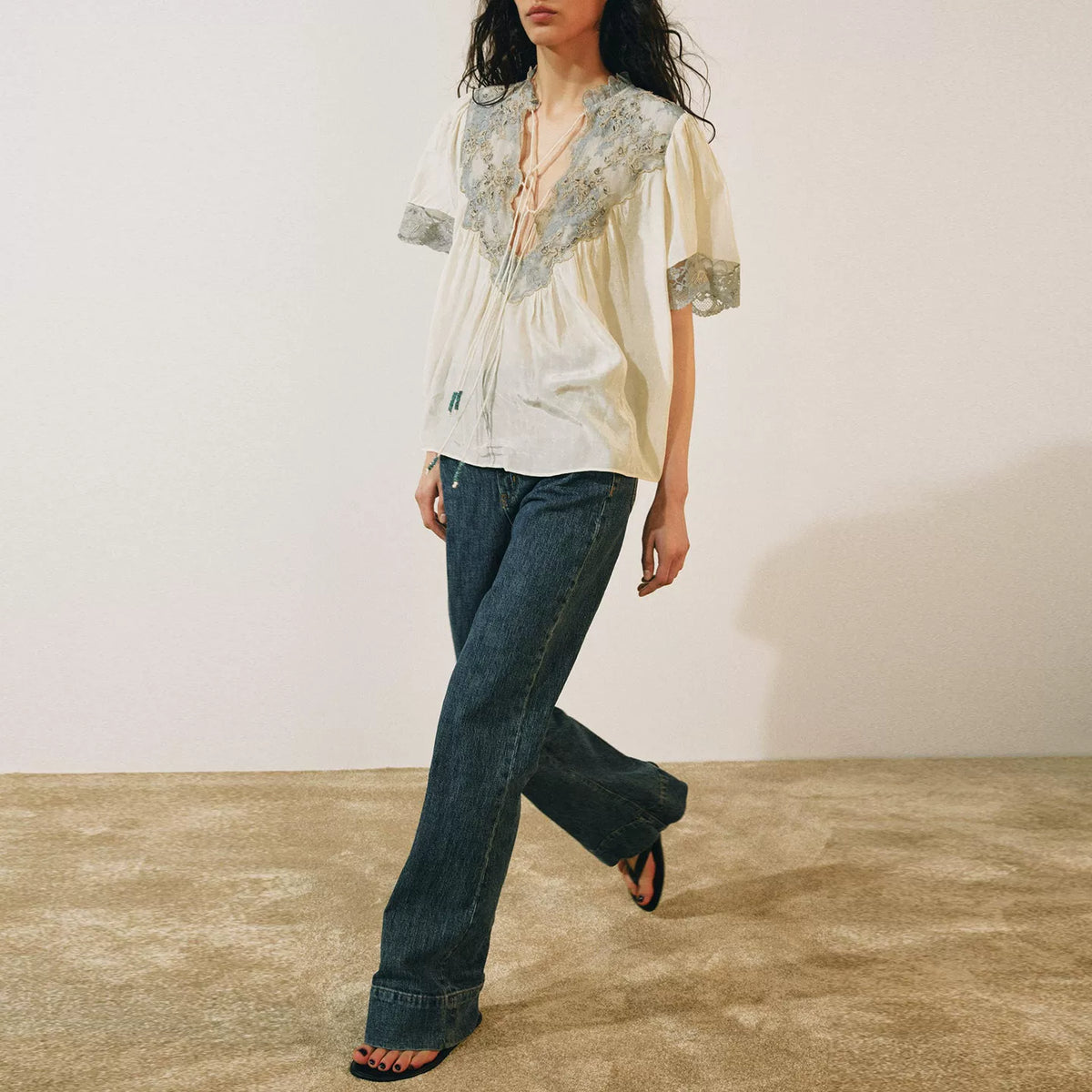 Lace Button-Up Shirt