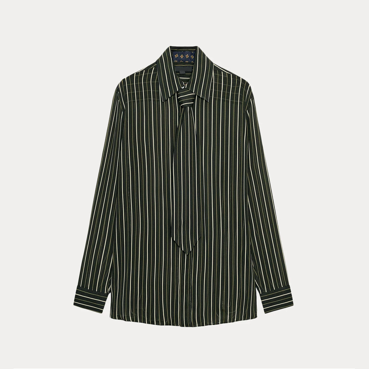 Striped Tie-Neck Shirt