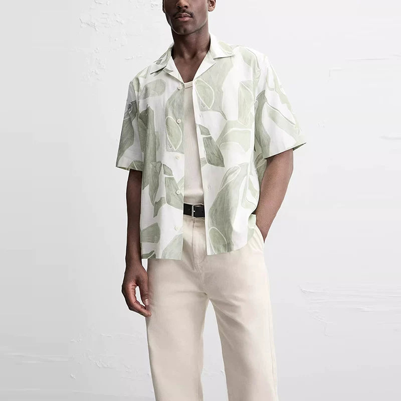 Printed Straight-Fit Short-Sleeve Shirt
