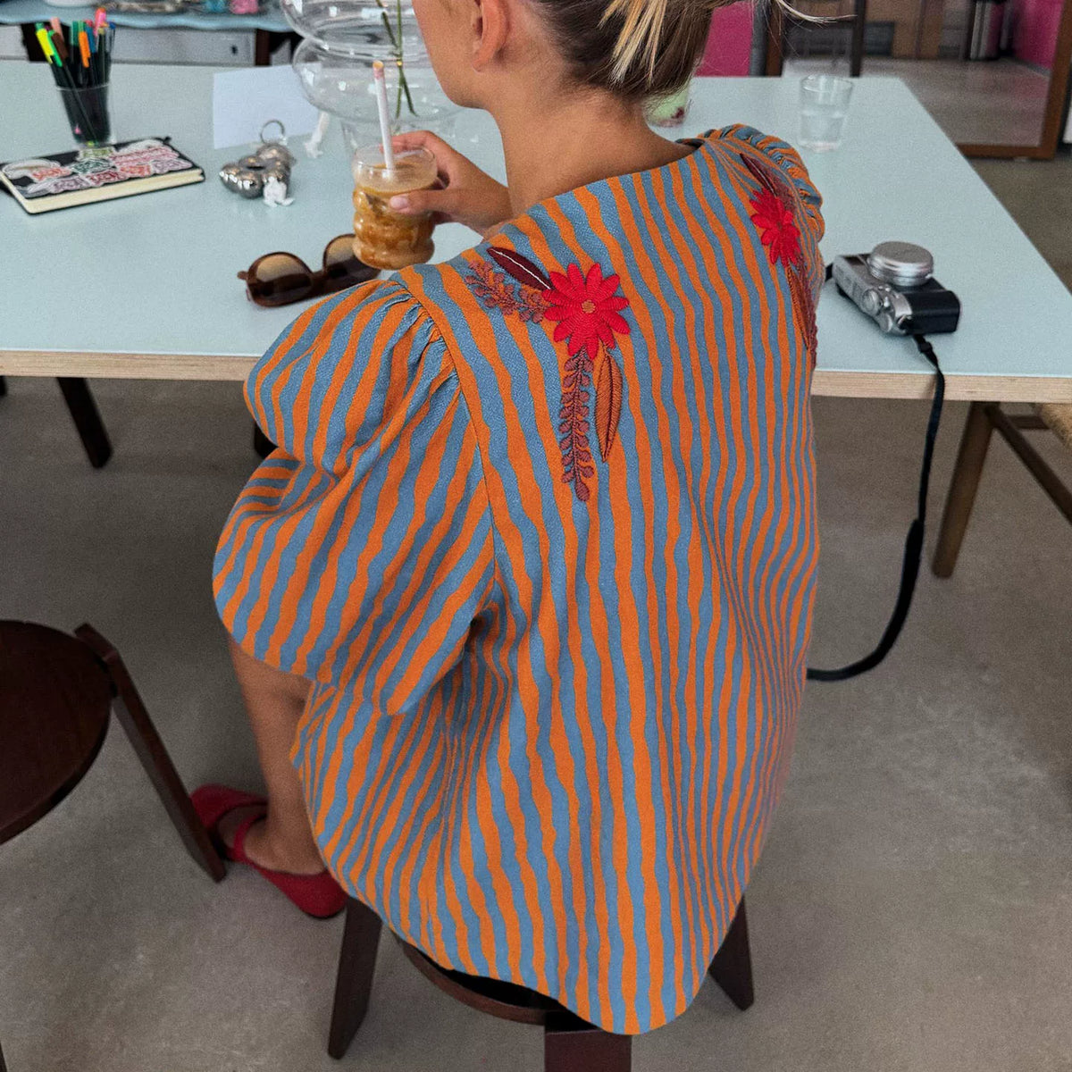 Embroidered Floral Striped Jacket