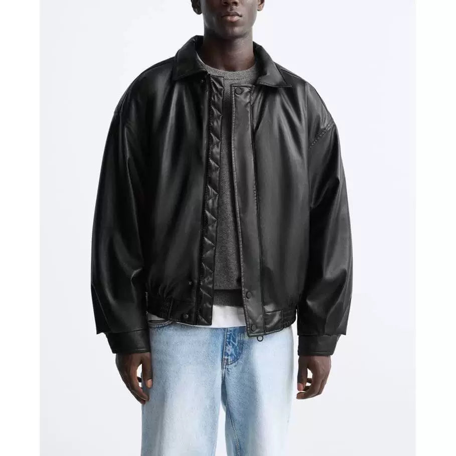 Faux Leather Padded Biker Jacket