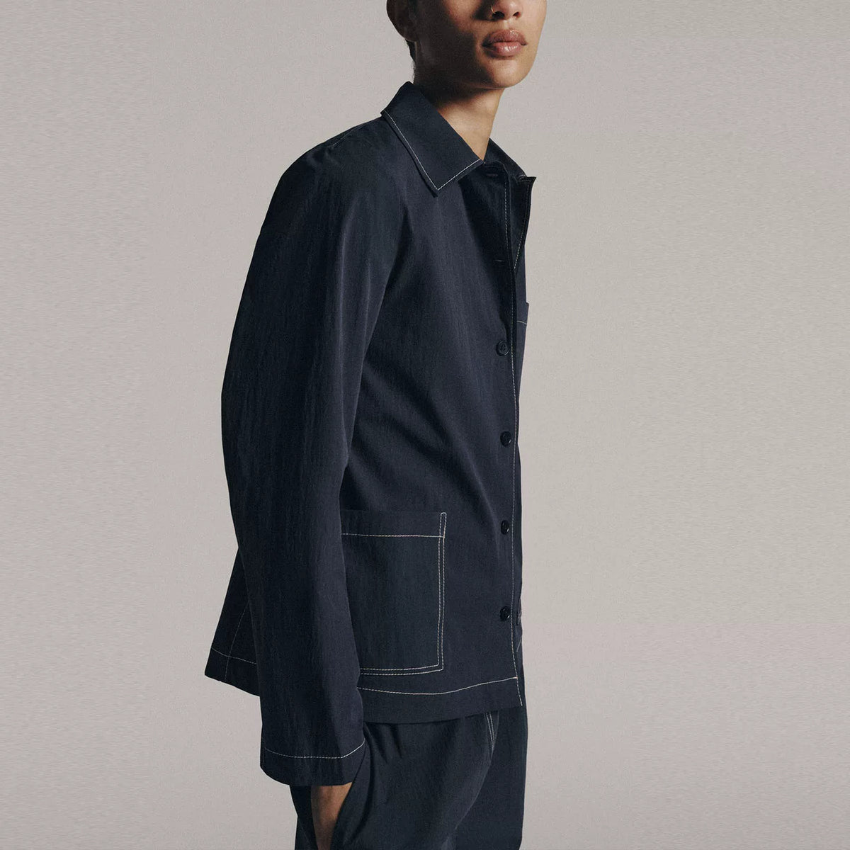 Contrast-Trim Shirt and Trousers Set