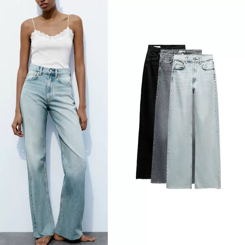 Slim-Effect High-Waist Wide-Leg Jeans