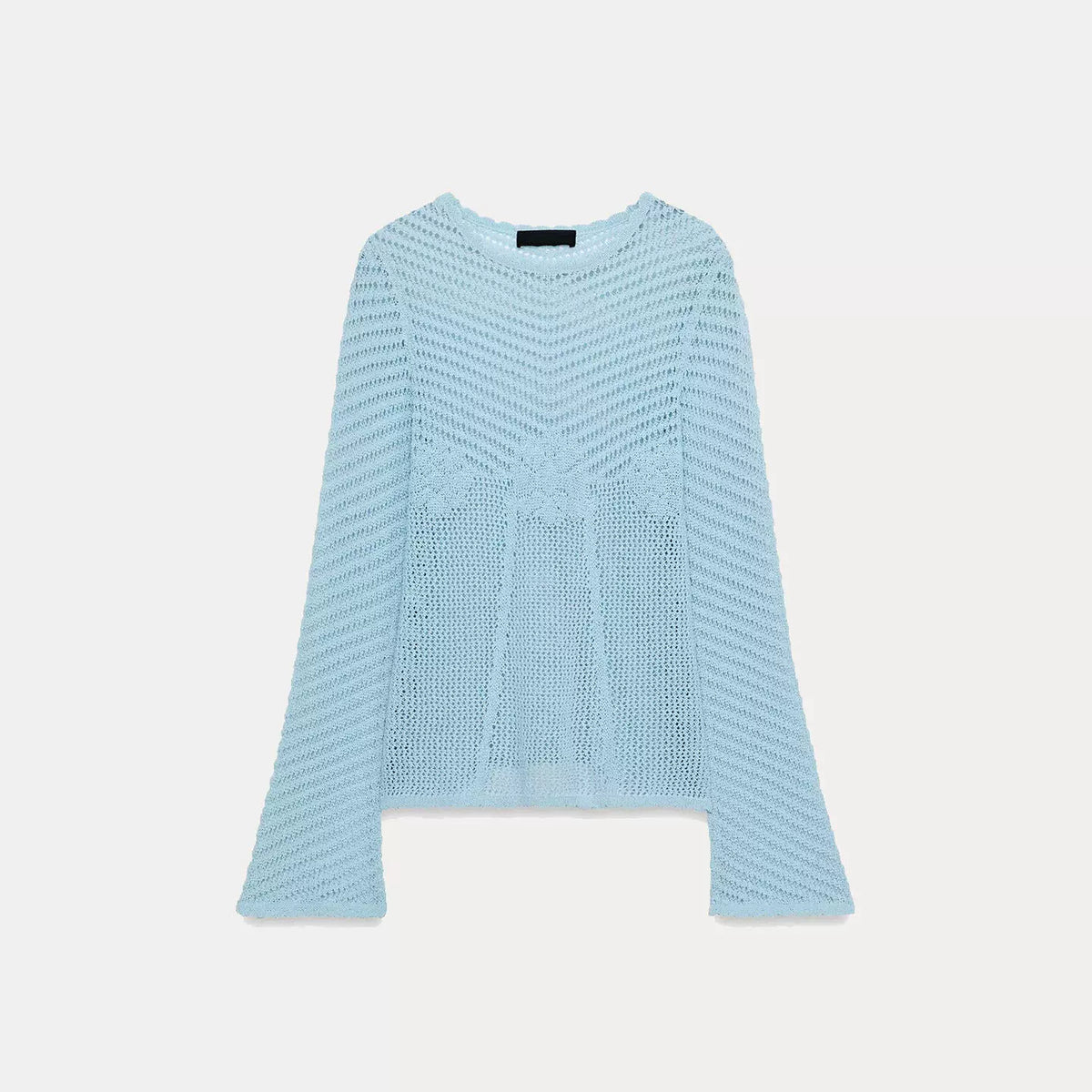 Open-Knit Bell Sleeve Sweater