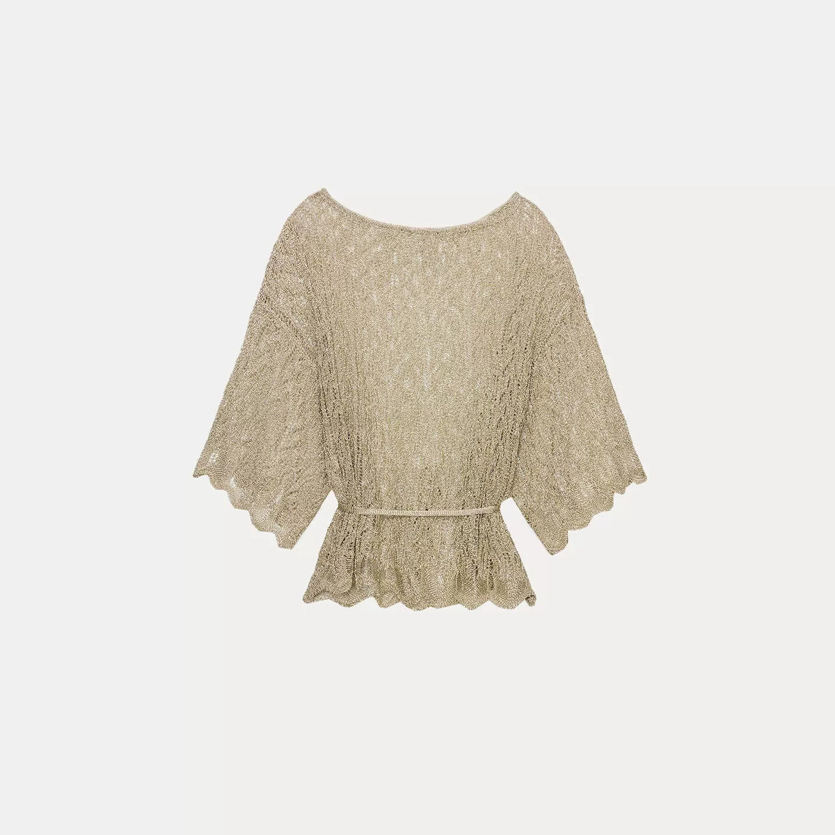 Metallic Knit Belted Top