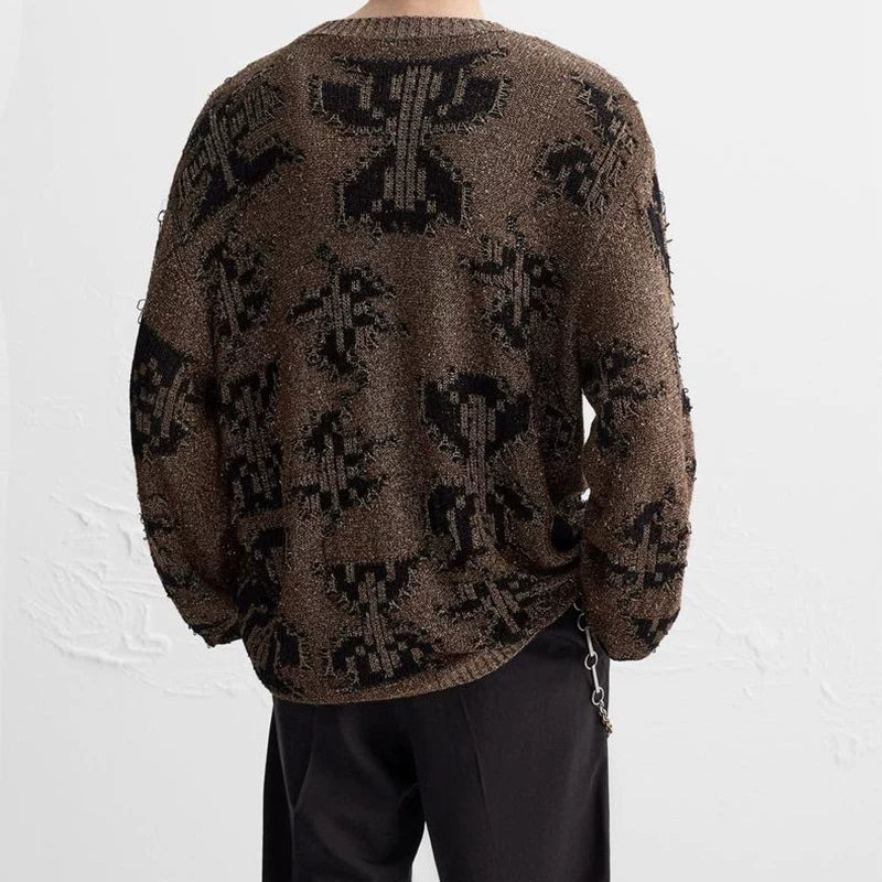Glossy Open-Knit Sweater