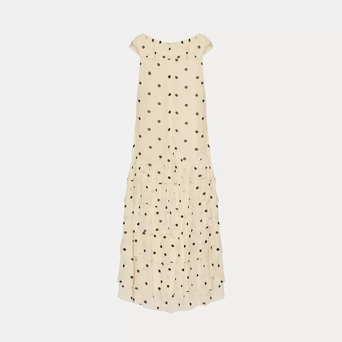 Polka Dot Asymmetric V-Neck Dress