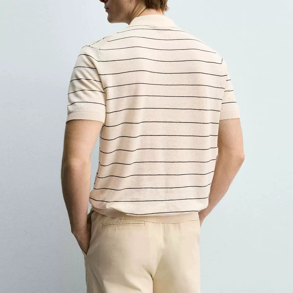 Striped Knit Polo Shirt