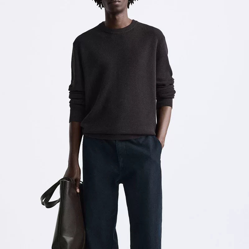 Textured Crew Neck Sweater