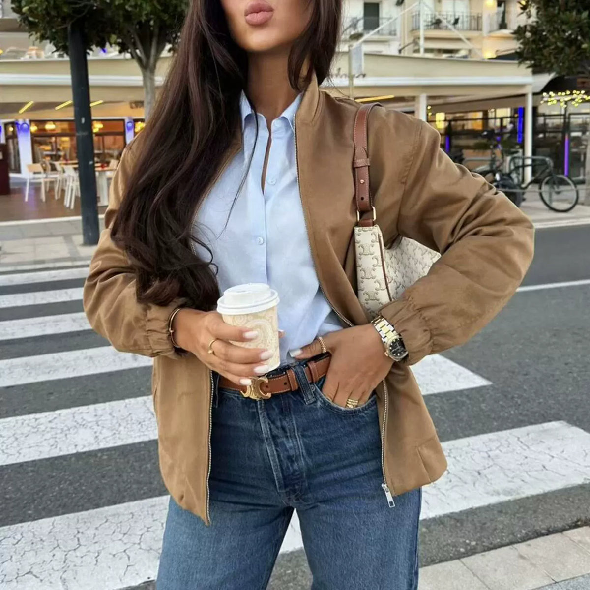 Textured Bomber Jacket