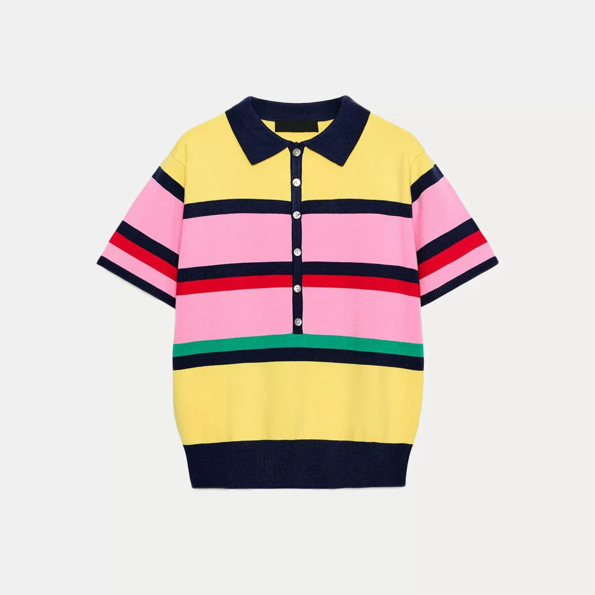 Short-Sleeve Striped Knit Polo
