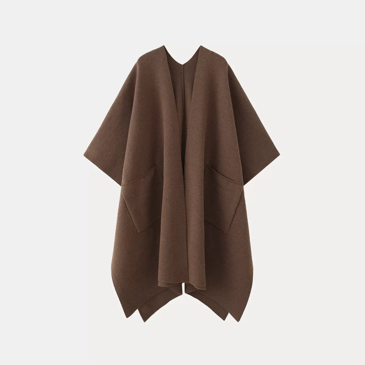 Long Knit Cape with Pockets