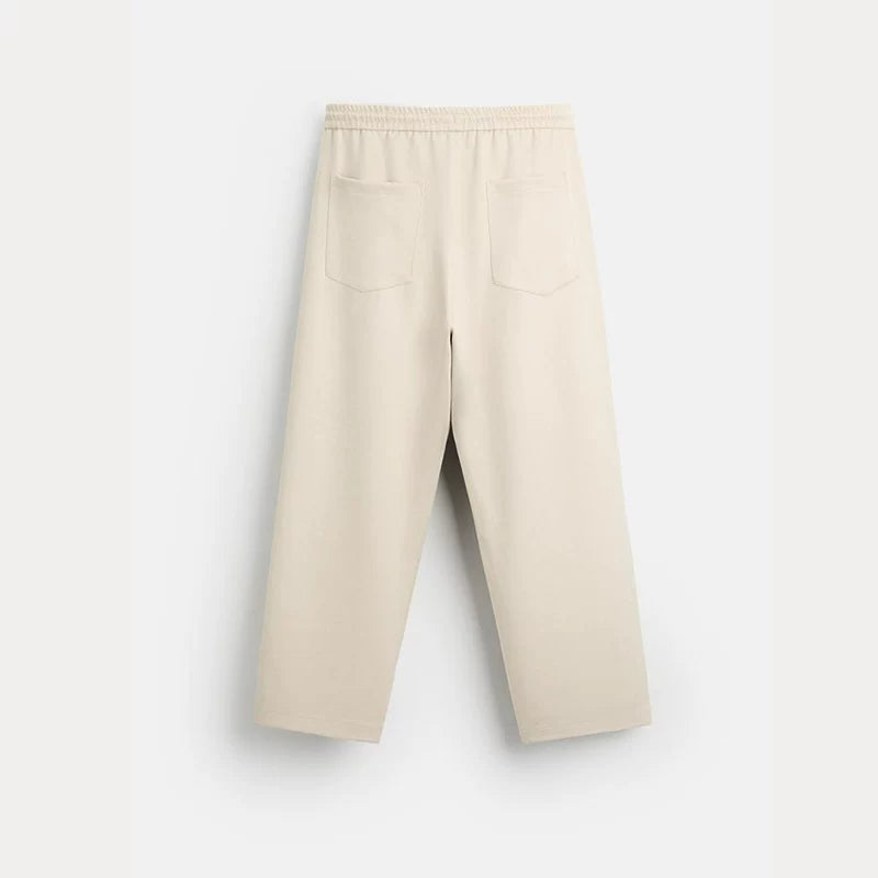 Suede-Effect Wide-Leg Trousers