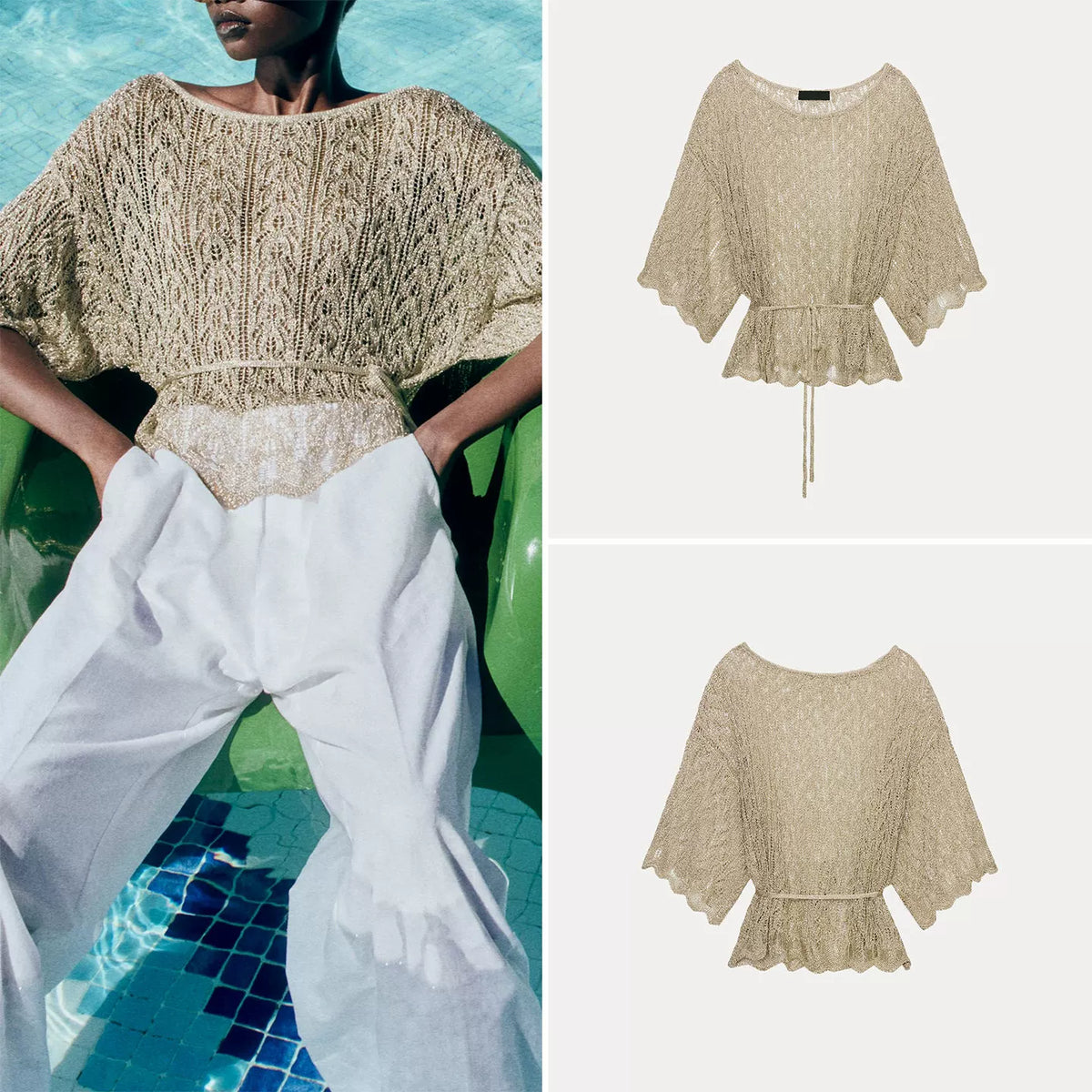 Metallic Knit Belted Top