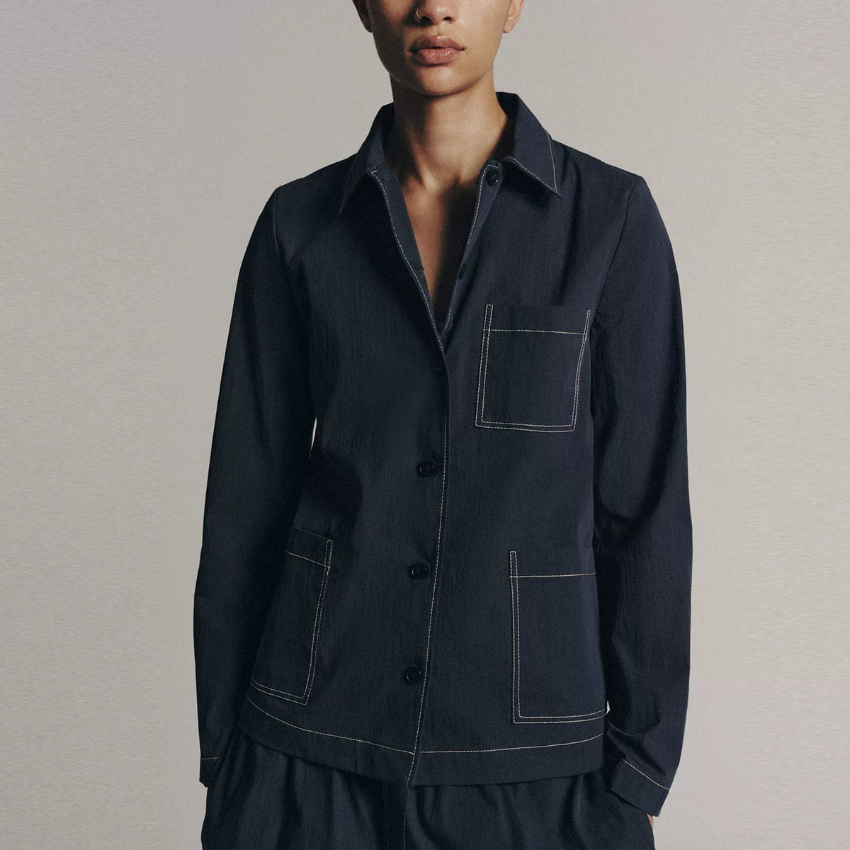 Contrast-Trim Shirt and Trousers Set