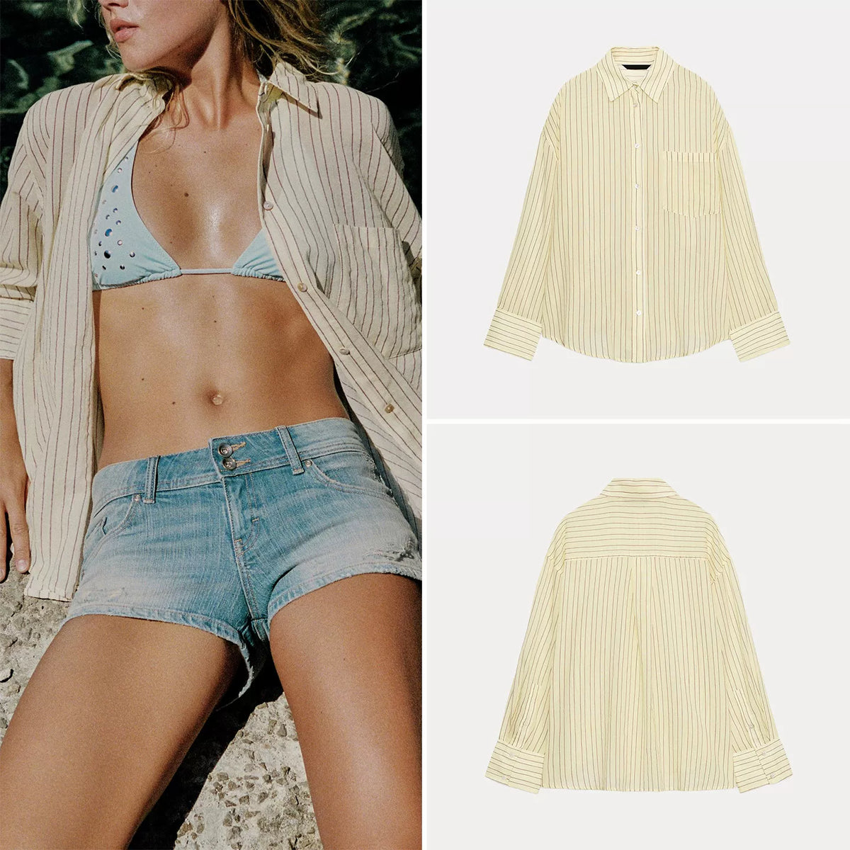 Pocket Collared Oversized Shirt