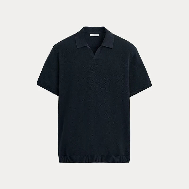 Textured Knit Short-Sleeve Polo