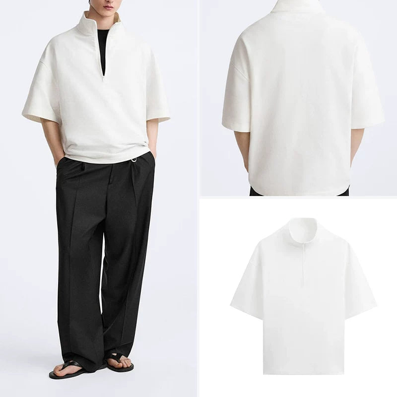 Boxy Half-Zip Funnel Neck Sweatshirt