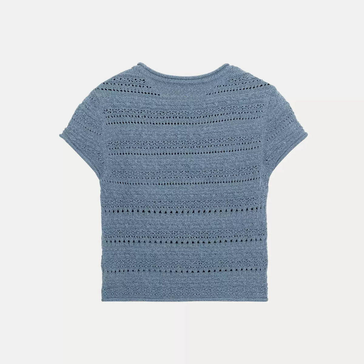 Openwork Short-Sleeve Knit Top