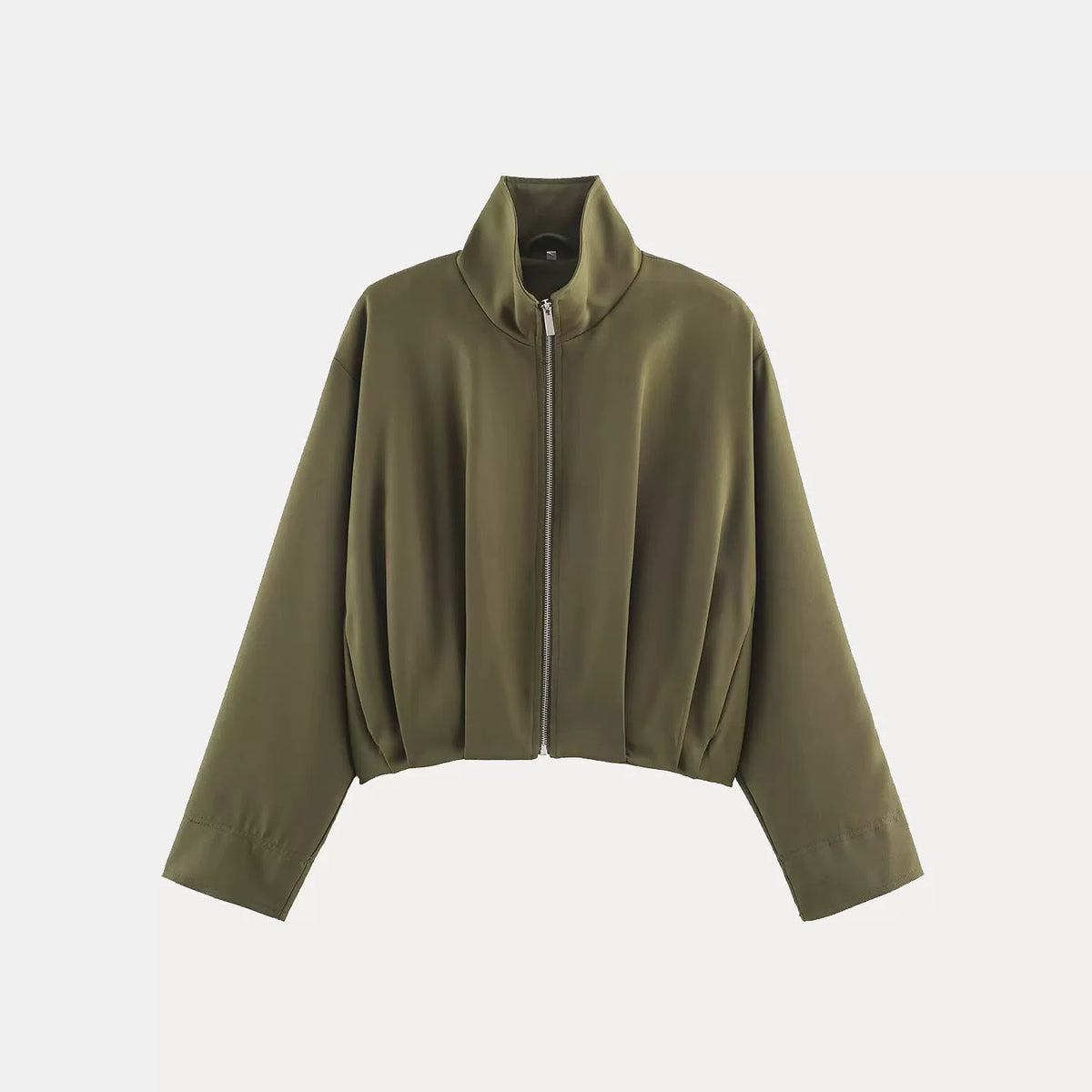 Stand-Collar Zip Bomber Jacket