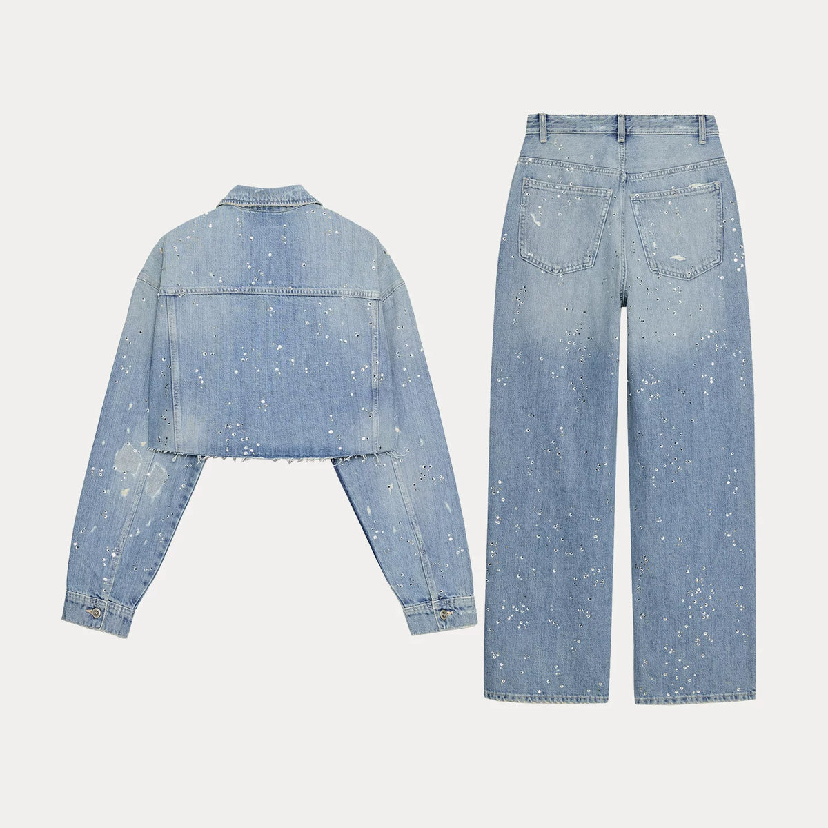 Denim Jacket and High-Rise Jeans Set
