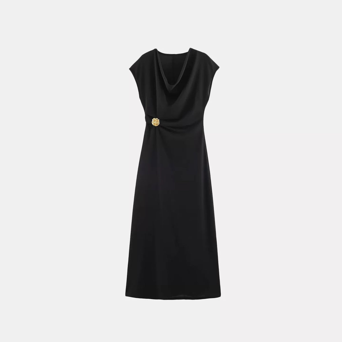 Metal-Trim Pleated Sleeveless Dress