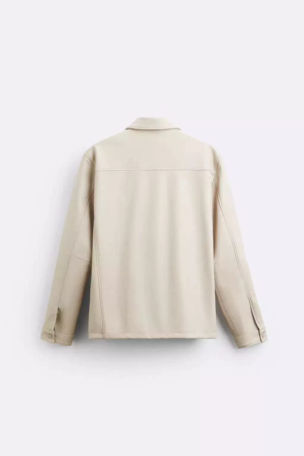 Faded Faux Leather Collar Jacket