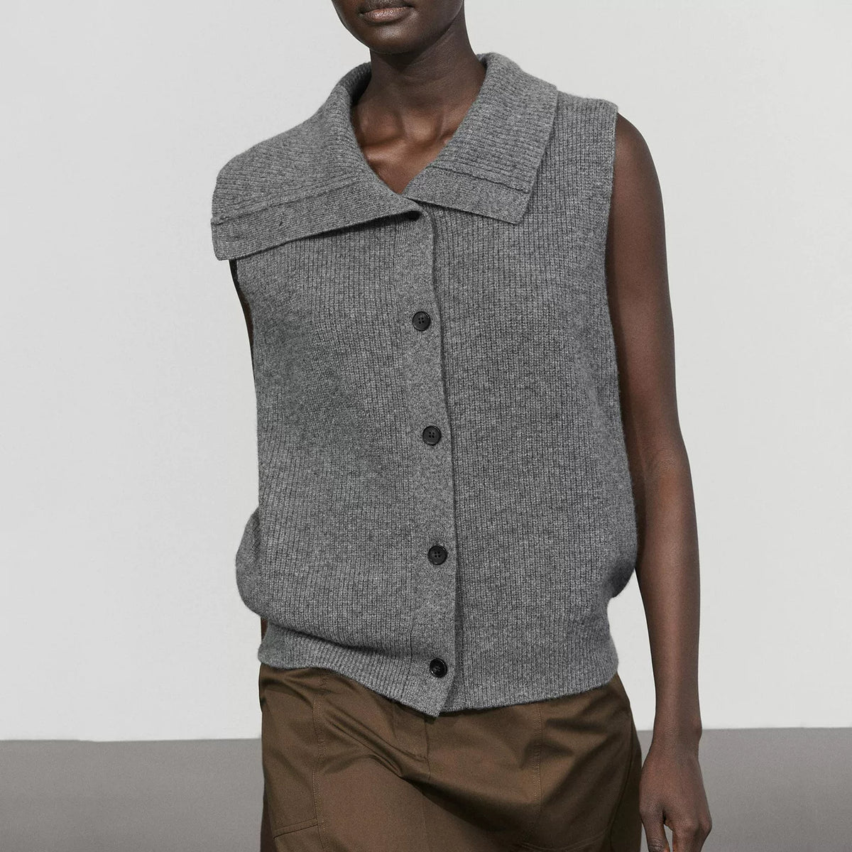 Funnel-Neck Knit Vest