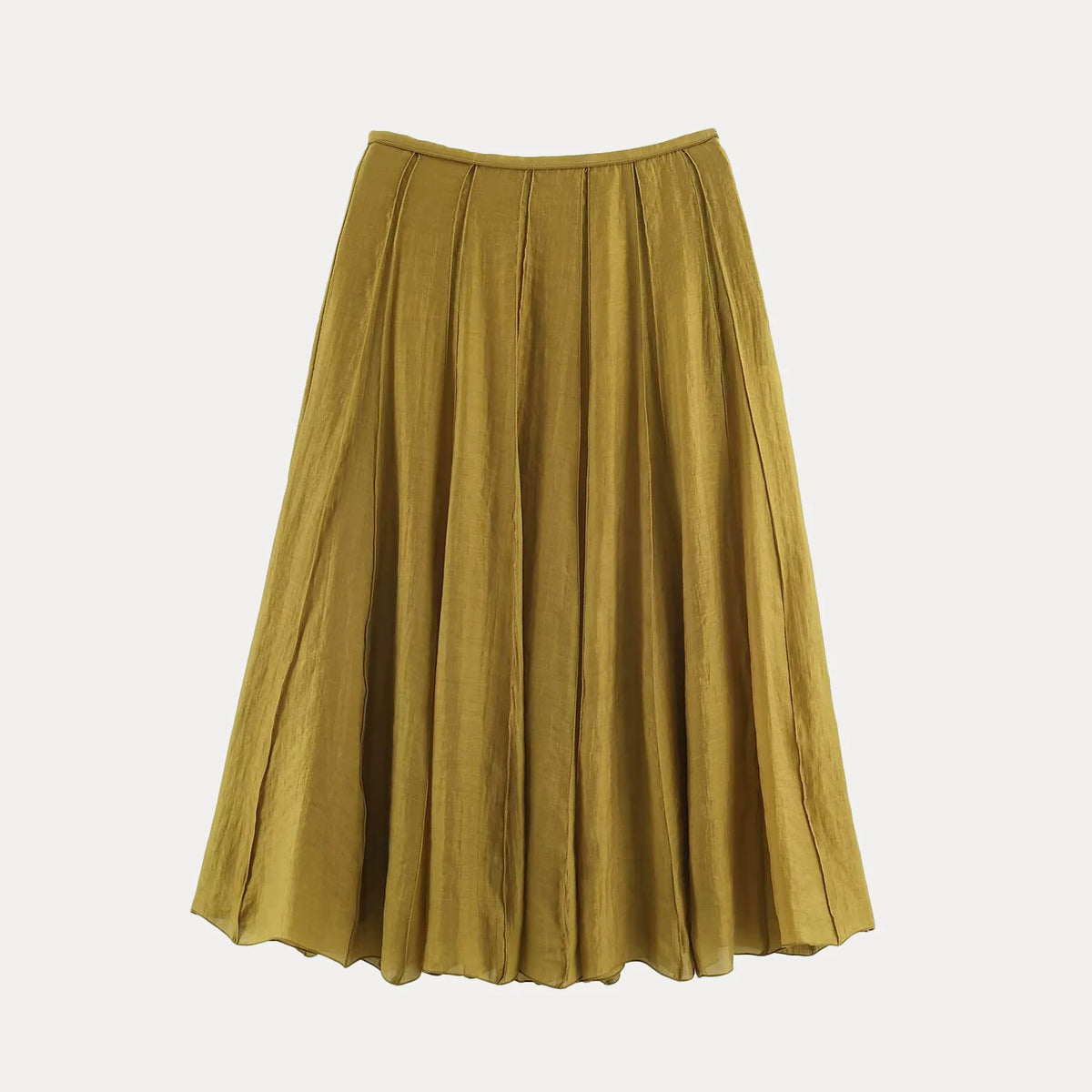 Draped Pleated Mid-Rise Skirt