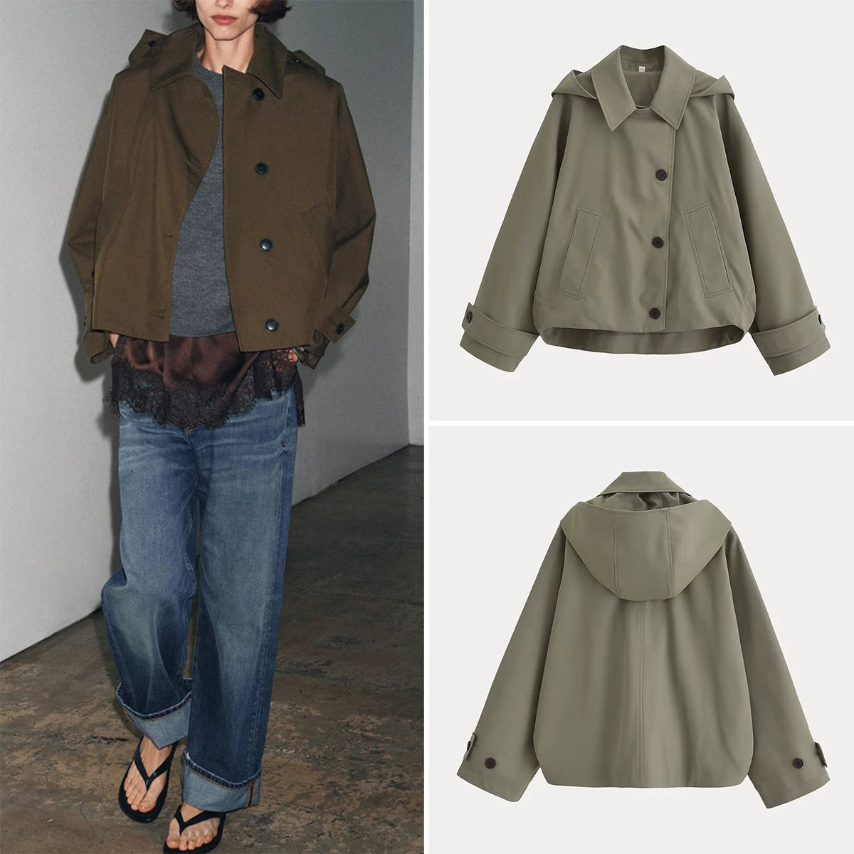 Hooded Cape Trench Coat