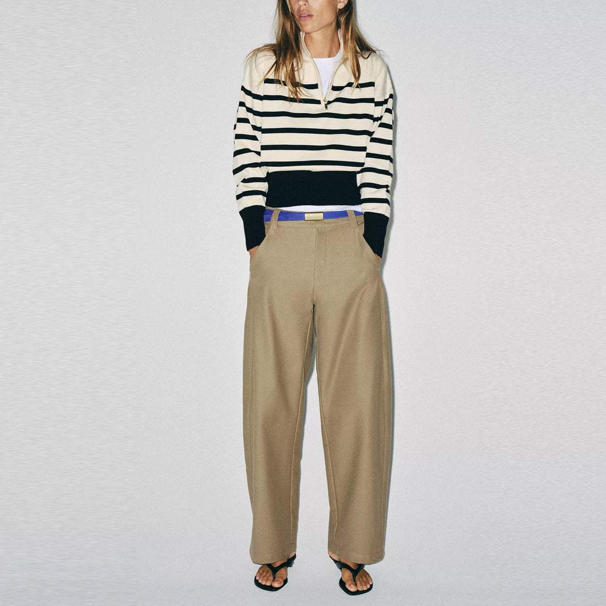 Mid-Rise Bucket Trousers with Pockets