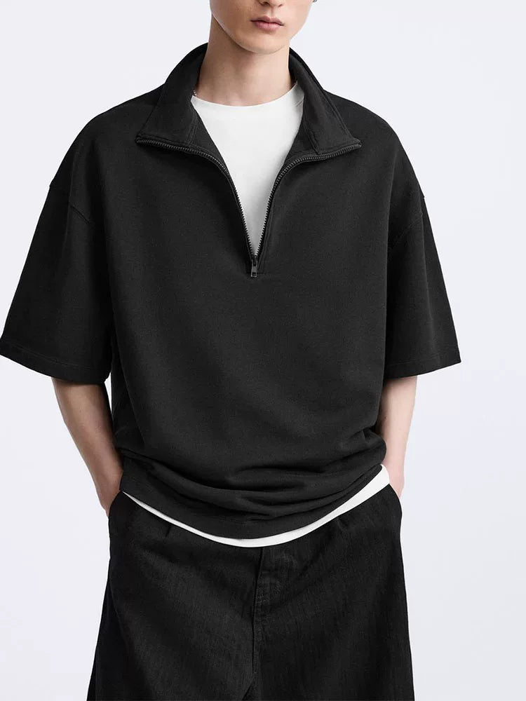 Boxy Half-Zip Funnel Neck Sweatshirt