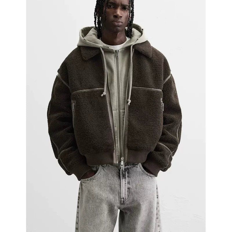 Retro Faux Shearling Zip Jacket